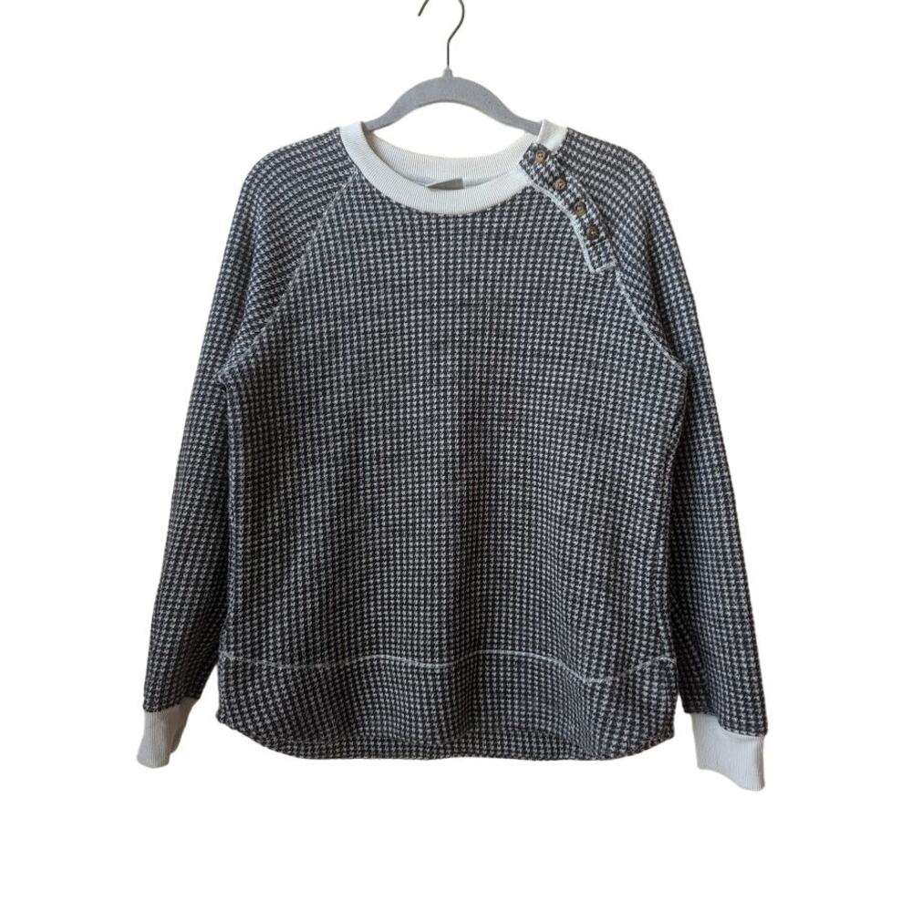 Columbia Womens Size Large Black White Herringbone Pullover Sweater Warm